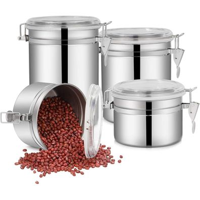 4er Set Vorratsdosen Edelstahl Luftdicht - Aufbewahrungsbehälter Küche 28-65oz