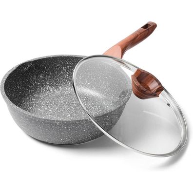 Antihaft Pfanne mit Granitbeschichtung und Deckel 24cm, für alle Herdarten