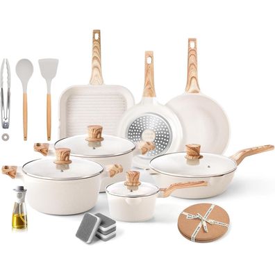 Riovarm Induktion Topfset Antihaft Granit Töpfe mit Deckel 2tlg. Set