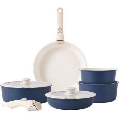 Induktion Töpfe Pfannenset abnehmbaren Griffen Antihaft Granit Casseroles