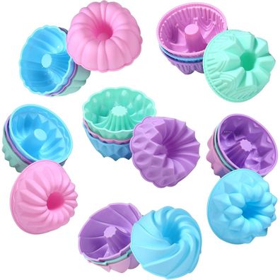24Pack Silicone Donut Mold Baking Cups Pan Muffin Jello Bagel Oven Microwave