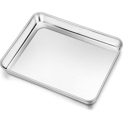 Homikit Rechteckiges Edelstahl Backblech 26,5x20,5x2,5cm Spiegelpoliert