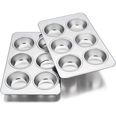 Homikit Muffinform Edelstahl 6er Muffin Backblech Set 2er-Pack 29 x 18 cm