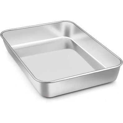 Homikit Backblech Edelstahl 26,5x20,5x4,7 cm für Backen Braten Servieren