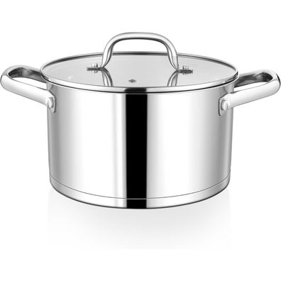 Homikit 24cm Nudeltopf 5.7L Edelstahl Topf Induktion 3-Lagen Böden
