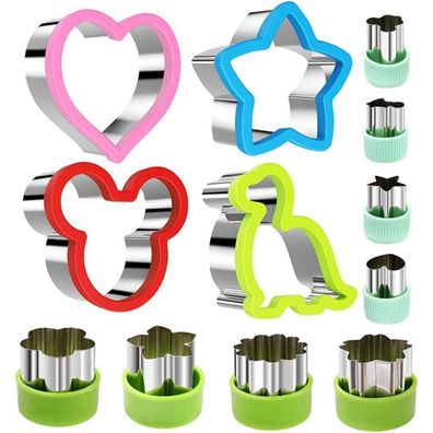 12 Stück Dino Gemüse Ausstecher Set Brot Sandwich Keks Edelstahl Bento Sushi Kit