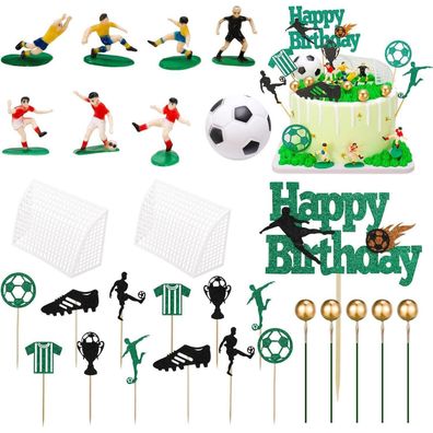 Fußball Tortendeko Set 28-teilig Kuchen Topper Geburtstag Party Kinder DIY