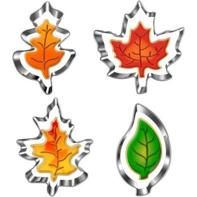Herbst Blätter Ausstechformen Set-4 Stück Edelstahl Ahorn Eiche Blatt Formen