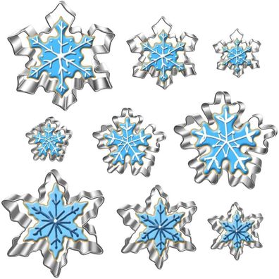 Schneeflocken Ausstecher Set 9 Stück Weihnachten Keksausstecher Plätzchen