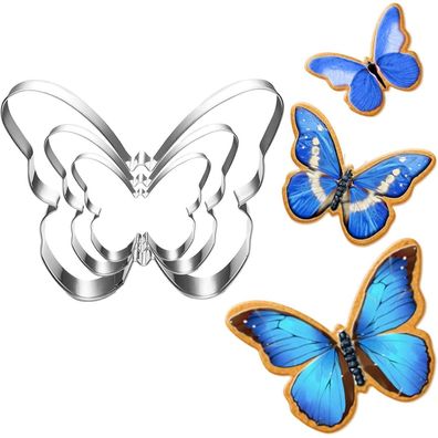Schmetterling Ausstecher Set - 3 Stück - 10cm 8cm 6cm - Fondant Backformen