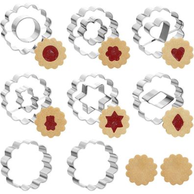 Linzer Ausstechformen Set 8tlg Edelstahl Weihnachten Plätzchen Kecksausstecher