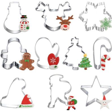 Ausstechformen Weihnachten Set 10 Stück Ausstecher Fondant Keksausstecher
