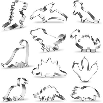 Dino Ausstecher Set 11-teilig Edelstahl Plätzchen Keksausstecher DIY Fondant
