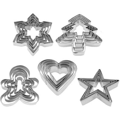 25PCS Weihnachts Ausstechformen Set Edelstahl Backen Kekse Tannenbaum Stern
