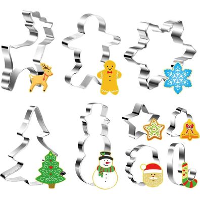 Ausstechformen Weihnachten Edelstahl Set Fondant Plätzchen 9tlg. Silber