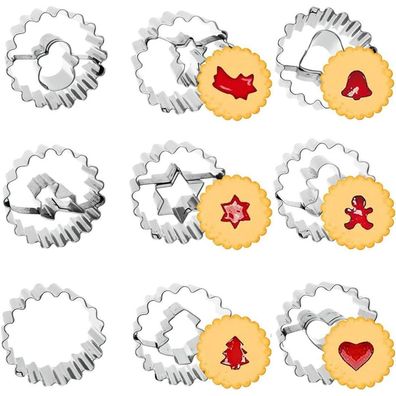 Linzer Plätzchen Ausstechformen Weihnachten 9 Stück Mini Keks Cutter