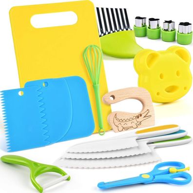 Kindermesser Set Montessori Küchenmesser Holzmesser Schneidebrett ab 2 Jahren