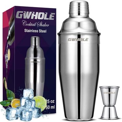Cocktailshaker Set 750ml Edelstahl Bar Zubehör mit Cocktailrezepte Ebook