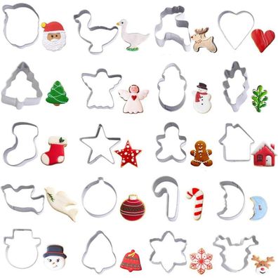 Weihnachts Ausstechformen Set 20 Stück Edelstahl Mini Lebkuchenmann Baum