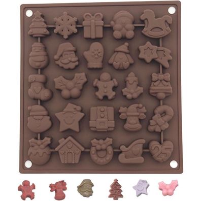 Weihnachts-Schokoladenform mit 25 Mulden Silikon Antihaft Weihnachtsform
