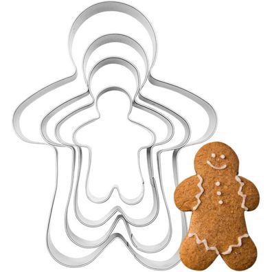 Lebkuchen-Ausstechformen-Set 4tlg Edelstahl Weihnachten DIY Keksform
