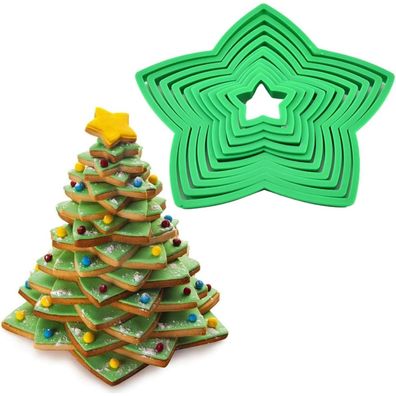 3D Stern-Ausstechformen Weihnachtsbaum Kunststoff Set 10 Stück