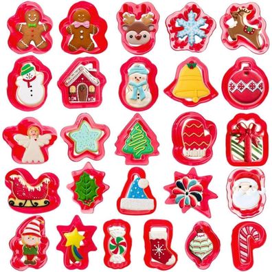 Mini Weihnachten Ausstechformen Set 26 Stück Kunststoff Lebkuchenmann