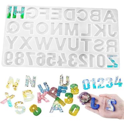 Silikonform Buchstabe Zahlen Fimo UV Resin Mold Schlüsselanhänger DIY