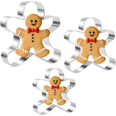 Lebkuchenmann Ausstechformen-Set 3-teilig Edelstahl Backen