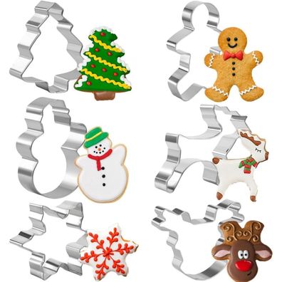 Weihnachts-Ausstechformen für Kinder, 6er Set, Keksausstecher Edelstahl 304