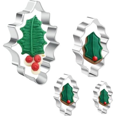 Ausstechformen-Set Stechpalmenblätter Edelstahl 4-teilig Backen