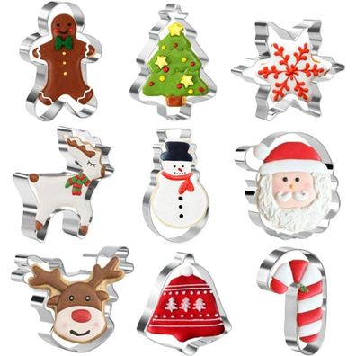 Weihnachts-Ausstechformen-Set 9-teilig Edelstahl Weihnachten Plätzchen