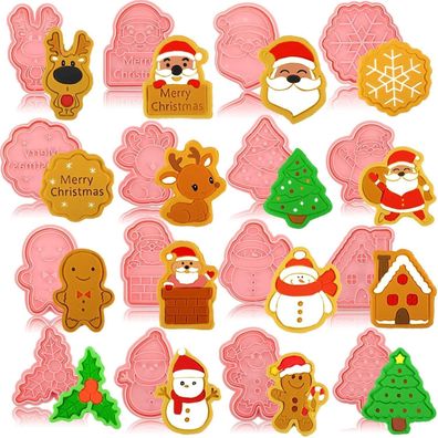16er Set 3D Weihnachtsausstecher Plätzchen Ausstechformen Cookie Cutter