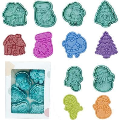Yealoo 6 Pcs Ausstechformen Weihnachten Keksausstecher Plätzchen 3D Kunststoff