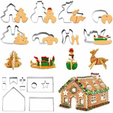 Ausstechformen Weihnachten Lebkuchenhaus Set 18 Stück Edelstahl Plätzchen