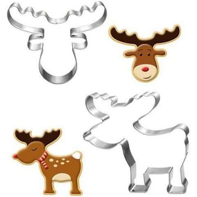 Weihnachten Ausstechformen Set Rentier 9cm Kinder Plätzchen Backform
