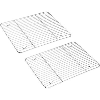 Teamfar Abkühlgitter 2er-Set Edelstahl Braten Grillen Kühlen 38,5x28x1,5cm