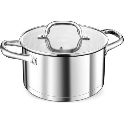 Teamfar Kochtopf 20cm Edelstahl Nudeltopf Induktion 3-Lagen Boden 3,8L