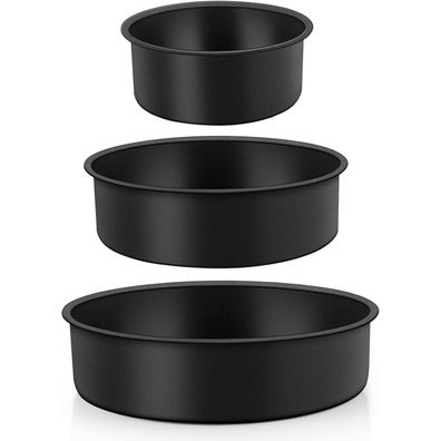 Teamfar 3er Set Rund Backform Kuchenform Edelstahl Antihaft 10/16/20cm