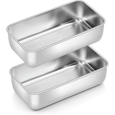 Teamfar 2er Set Edelstahl Brotbackform Königskuchenform 23,5x12,6x6cm