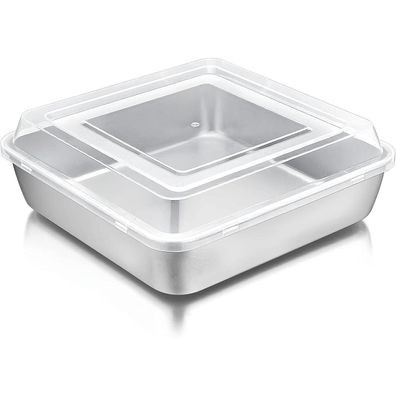 Joyfair Quadratische Backform Auflaufform 21cm Edelstahl mit Deckel
