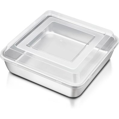 Kuchenform Edelstahl Auflaufform 24x24x5cm Brownie Backform Deckel