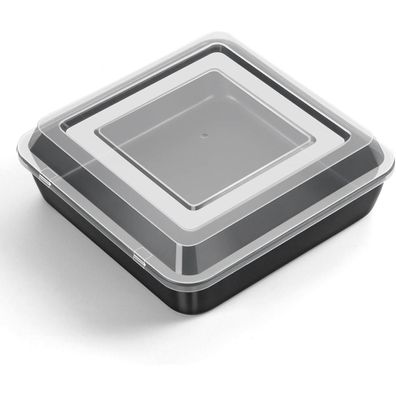 Quadratische Kuchenform Edelstahl Auflaufform mit Deckel Antihaft 21x21x5cm