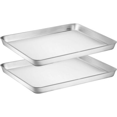 Wildone 2er Set Edelstahl Ofenblech Kuchenblech 44x31x2cm Ungiftig Gesund