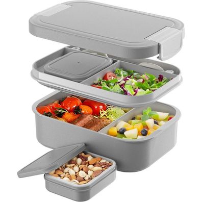 Leikeego Lunchbox Bento Box Auslaufsicher 1900ml Erwachsene Büro Schule Grau