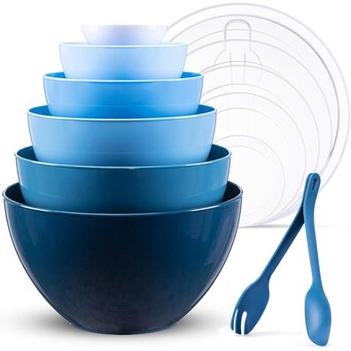 Große Rührschüssel Set mit Deckel 6-teilig BPA-frei Stapelbar Mixing Bowl