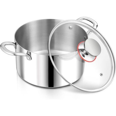 Herogo Edelstahl Kochtopf Induktion Ø 22cm mit Glasdeckel 5L
