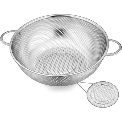 Herogo Sieb Edelstahl 22cm Griff Mikroperforiertes Nudelsieb Spülmaschinenfest