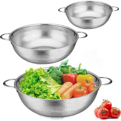 Herogo Edelstahl Sieb 3er-Set 16cm/22cm/28cm, Küchen Sieb mit Griffen