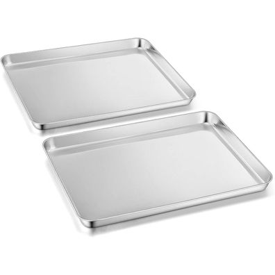 Backblech Set Edelstahl Rechteckig Ofenblech Kuchenblech Spiegelfinish